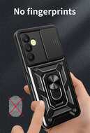 Samsung Galaxy A25 Hoesje - MobyDefend Pantsercase Met Draaibare Ring - Ros&eacute;