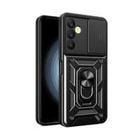 Samsung Galaxy A25 Hoesje - MobyDefend Pantsercase Met Draaibare Ring - Zwart