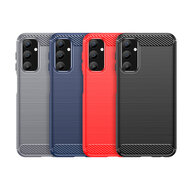 Samsung Galaxy A25 Hoesje - MobyDefend TPU Backcover - Geborstelde Metaal &amp; Carbon-Look - Blauw