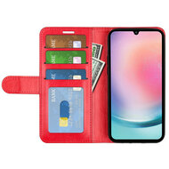 Samsung Galaxy A25 Hoesje - MobyDefend Wallet Book Case (Sluiting Achterkant) - Rood