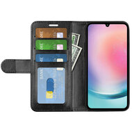 Samsung Galaxy A25 Hoesje - MobyDefend Wallet Book Case (Sluiting Achterkant) - Zwart