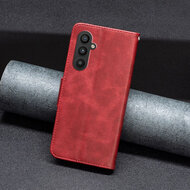 Samsung Galaxy A25 Hoesje - MobyDefend Wallet Book Case Met Koord - Rood