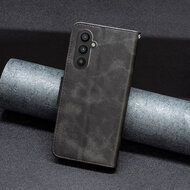 Samsung Galaxy A25 Hoesje - MobyDefend Wallet Book Case Met Koord - Zwart