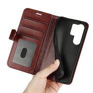 Samsung Galaxy S25 Ultra Hoesje - MobyDefend Wallet Book Case (Sluiting Achterkant) - Bruin