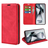 Samsung Galaxy S25 Ultra Hoesje - MobyDefend Luxe Wallet Bookcase (Magnetische Sluiting) - Rood