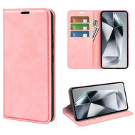 Samsung Galaxy S25 Ultra Hoesje - MobyDefend Luxe Wallet Bookcase (Magnetische Sluiting) - Roze