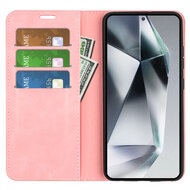 Samsung Galaxy S25 Ultra Hoesje - MobyDefend Luxe Wallet Bookcase (Magnetische Sluiting) - Roze