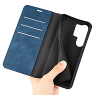 Samsung Galaxy S25 Ultra Hoesje - MobyDefend Luxe Wallet Bookcase (Magnetische Sluiting) - Blauw