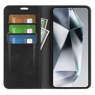 Samsung Galaxy S25 Ultra Hoesje - MobyDefend Luxe Wallet Bookcase (Magnetische Sluiting) - Zwart