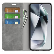 Samsung Galaxy S25 Ultra Hoesje - MobyDefend Luxe Wallet Bookcase (Magnetische Sluiting) - Grijs