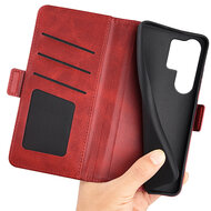 Samsung Galaxy S25 Ultra Hoesje - MobyDefend Luxe Wallet Book Case (Sluiting Zijkant) - Rood