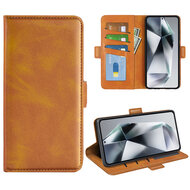 Samsung Galaxy S25 Ultra Hoesje - MobyDefend Luxe Wallet Book Case (Sluiting Zijkant) - Lichtbruin
