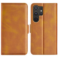 Samsung Galaxy S25 Ultra Hoesje - MobyDefend Luxe Wallet Book Case (Sluiting Zijkant) - Lichtbruin