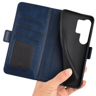 Samsung Galaxy S25 Ultra Hoesje - MobyDefend Luxe Wallet Book Case (Sluiting Zijkant) - Blauw