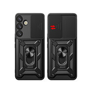 Samsung Galaxy S25 Plus (S25+) Hoesje - MobyDefend Pantsercase Met Draaibare Ring - Zwart