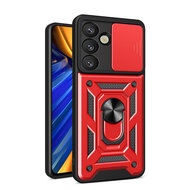 Samsung Galaxy S25 Hoesje - MobyDefend Pantsercase Met Draaibare Ring - Rood
