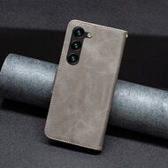 Samsung Galaxy S25 Plus (S25+) Hoesje - MobyDefend Wallet Book Case Met Koord - Grijs