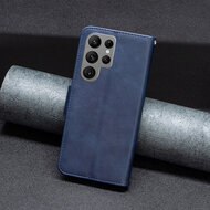 Samsung Galaxy S25 Ultra Hoesje - MobyDefend Wallet Book Case Met Koord - Blauw