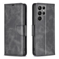 Samsung Galaxy S25 Ultra Hoesje - MobyDefend Wallet Book Case Met Koord - Zwart