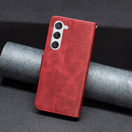 Samsung Galaxy S25 Hoesje - MobyDefend Wallet Book Case Met Koord - Rood