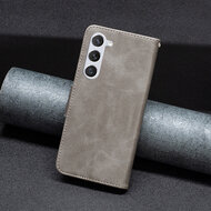 Samsung Galaxy S25 Hoesje - MobyDefend Wallet Book Case Met Koord - Grijs