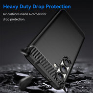 Samsung Galaxy S25 Hoesje - MobyDefend TPU Backcover - Geborstelde Metaal &amp; Carbon-Look - Zwart