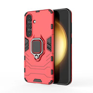 Samsung Galaxy S25 Hoesje - MobyDefend Dubbelgelaagde Pantsercase Met Standaard - Rood