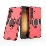 Samsung Galaxy S25 Hoesje - MobyDefend Dubbelgelaagde Pantsercase Met Standaard - Rood