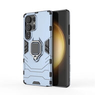 Samsung Galaxy S25 Ultra Hoesje - MobyDefend Dubbelgelaagde Pantsercase Met Standaard - Blauw