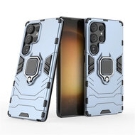 Samsung Galaxy S25 Ultra Hoesje - MobyDefend Dubbelgelaagde Pantsercase Met Standaard - Blauw