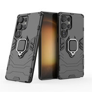 Samsung Galaxy S25 Ultra Hoesje - MobyDefend Dubbelgelaagde Pantsercase Met Standaard - Zwart