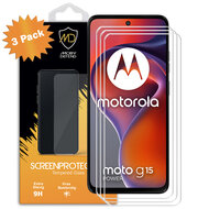 3-Pack Motorola Moto G15 Power Screenprotectors MobyDefend Case-Friendly Screensavers - Gehard Glas