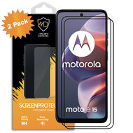 2-Pack Motorola Moto E15 Screenprotectors - MobyDefend Screensavers Met Zwarte Randen - Gehard Glas 