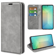 Samsung Galaxy S25 Hoesje - MobyDefend Luxe Wallet Bookcase (Magnetische Sluiting) - Grijs