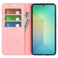 Samsung Galaxy S25 Hoesje - MobyDefend Luxe Wallet Bookcase (Magnetische Sluiting) - Roze