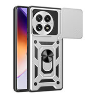 OnePlus 13 Hoesje - MobyDefend Pantsercase Met Draaibare Ring - Zilvergrijs