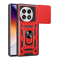 OnePlus 13 Hoesje - MobyDefend Pantsercase Met Draaibare Ring - Rood