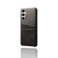 Samsung Galaxy S25 Plus (S25+) Hoesje - MobyDefend Lederen Backcover Met Vakjes Voor Pasjes - Zwart