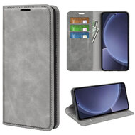 Samsung Galaxy S25 Plus (S25+) Hoesje - MobyDefend Luxe Wallet Bookcase (Magnetische Sluiting) - Grijs
