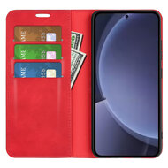 Samsung Galaxy S25 Plus (S25+) Hoesje - MobyDefend Luxe Wallet Bookcase (Magnetische Sluiting) - Rood