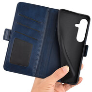 Samsung Galaxy S25 Plus (S25+) Hoesje - MobyDefend Luxe Wallet Book Case (Sluiting Zijkant) - Blauw