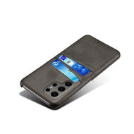 Samsung Galaxy S25 Ultra Hoesje - MobyDefend Lederen Backcover Met Vakjes Voor Pasjes - Zwart