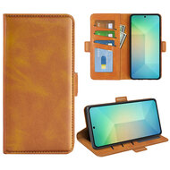 Samsung Galaxy S25 Hoesje - MobyDefend Luxe Wallet Book Case (Sluiting Zijkant) - Lichtbruin
