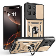Motorola Moto G15 / G15 Power Hoesje - MobyDefend Pantsercase Met Draaibare Ring - Goud