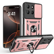 Motorola Moto G15 / G15 Power Hoesje - MobyDefend Pantsercase Met Draaibare Ring - Ros&eacute;