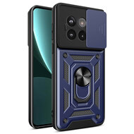 OnePlus 13R Hoesje - MobyDefend Pantsercase Met Draaibare Ring - Blauw