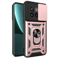 OnePlus 13R Hoesje - MobyDefend Pantsercase Met Draaibare Ring - Ros&eacute;