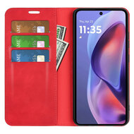Motorola Moto E15 / G05 Hoesje - MobyDefend Luxe Wallet Bookcase (Magnetische Sluiting) - Rood