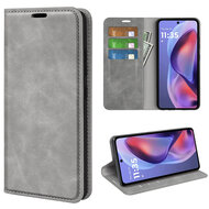 Motorola Moto E15 / G05 Hoesje - MobyDefend Luxe Wallet Bookcase (Magnetische Sluiting) - Grijs