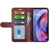 Motorola Moto E15 / G05 Hoesje - MobyDefend Wallet Book Case (Sluiting Achterkant) - Bruin